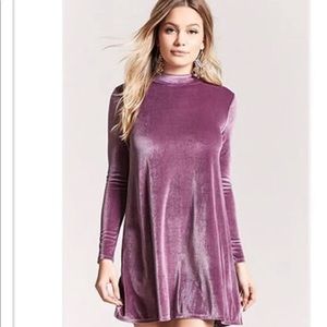 Forever21 Purple Velvet Long Sleeve Dress NWOT